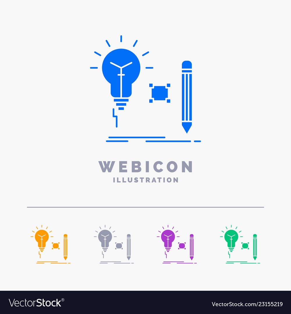 Idea insight key lamp lightbulb 5 color glyph web vector image Idea insight key lamp lightbulb 5 color glyph web