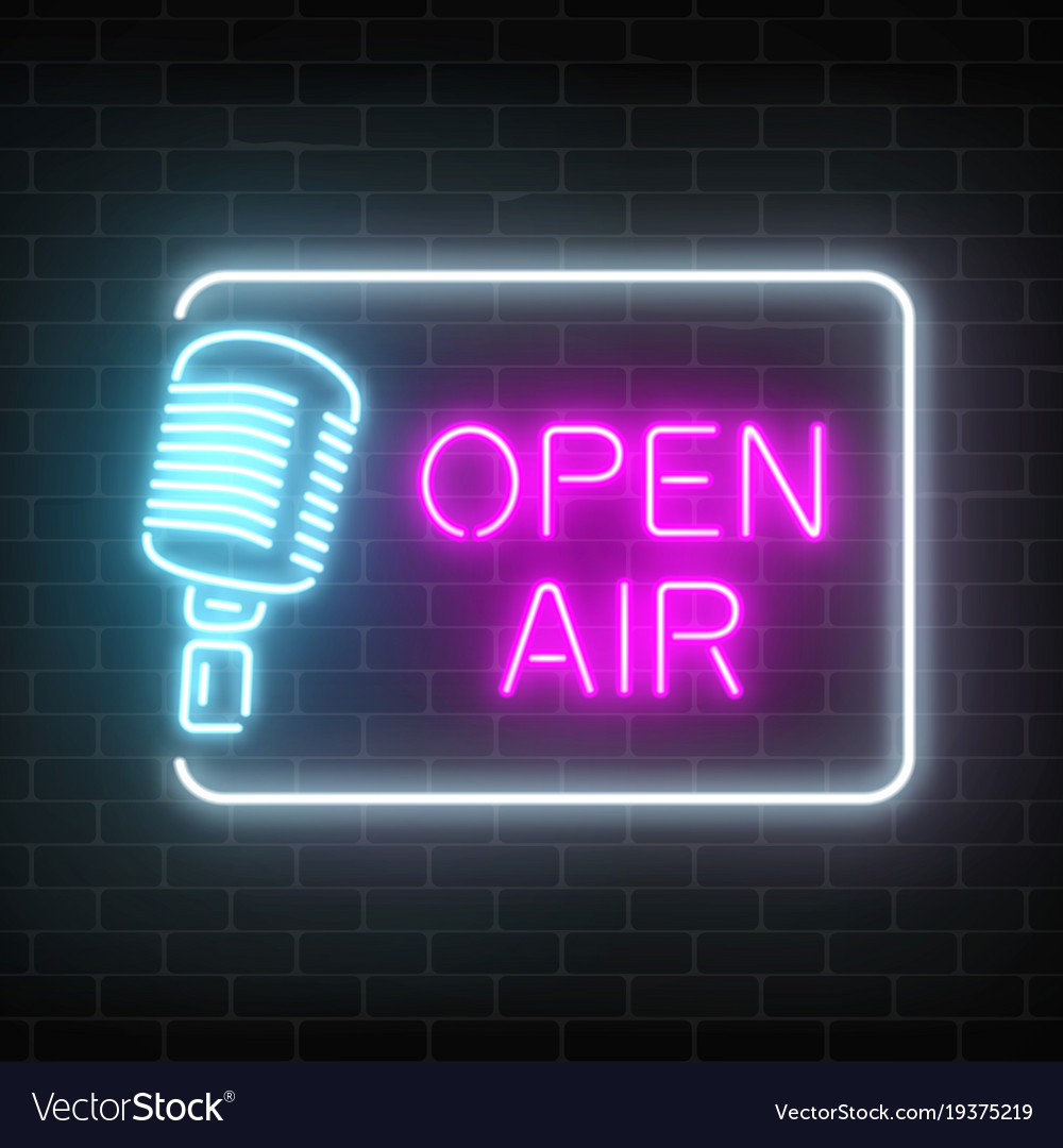 Neon open air signboard with microphone