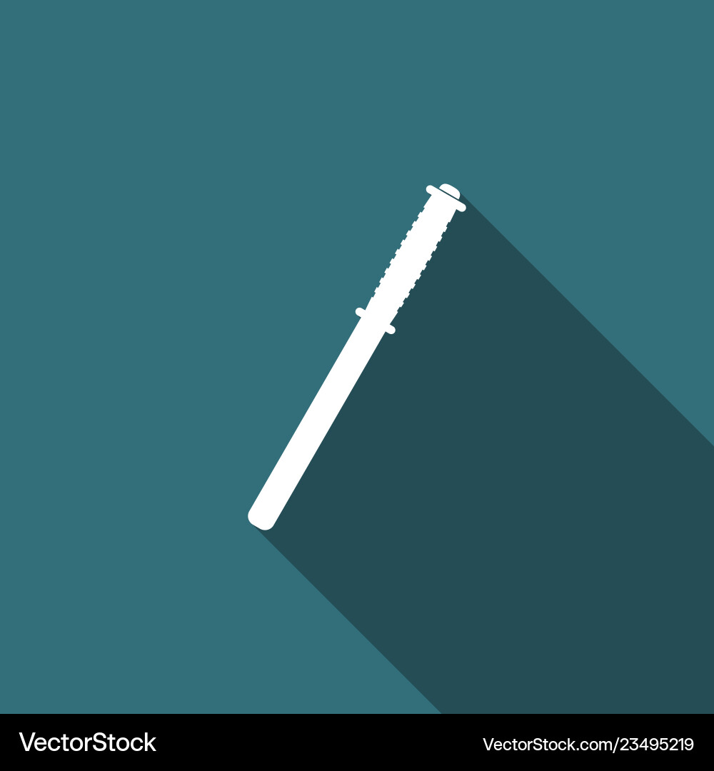 Police Rubber Baton Icon Isolated With Long Shadow