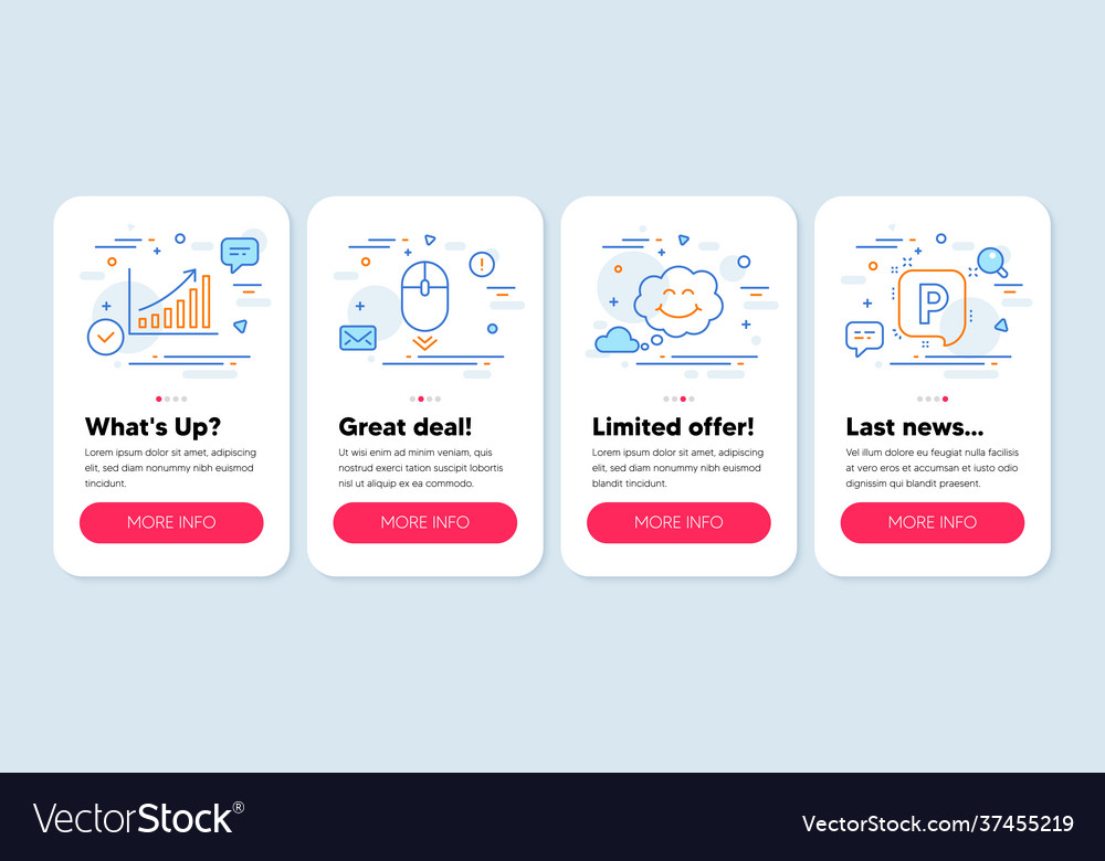 Set business icons such as smile scroll down vector image Set business icons such as smile scroll down