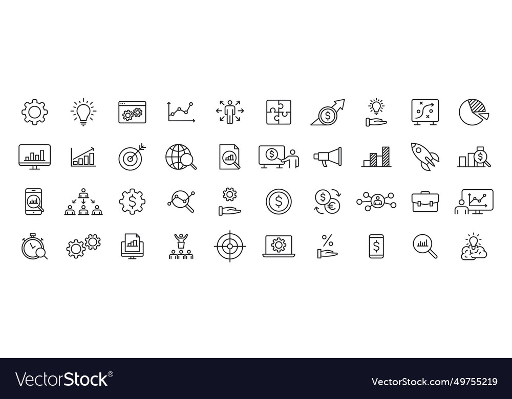Set of 40 data proceassing web icons in line vector image Set of 40 data proceassing web icons in line