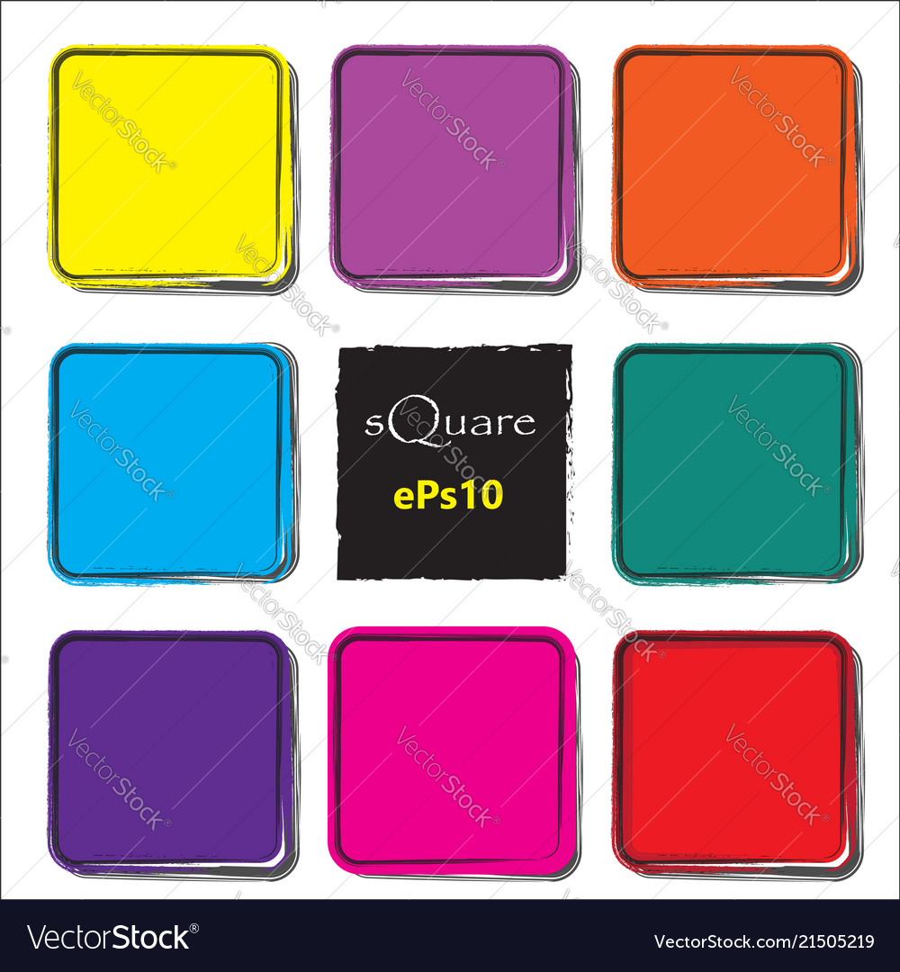 Set of empty scribble square frame design vector image Set of empty scribble square frame design