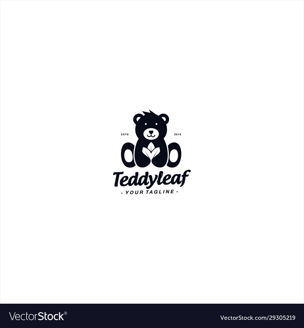 Teddy Bear With Leaf Logo Design Template Vector Image