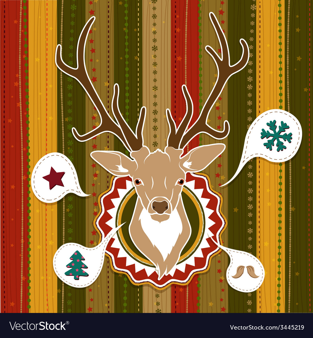 Vintage christmas card with deer