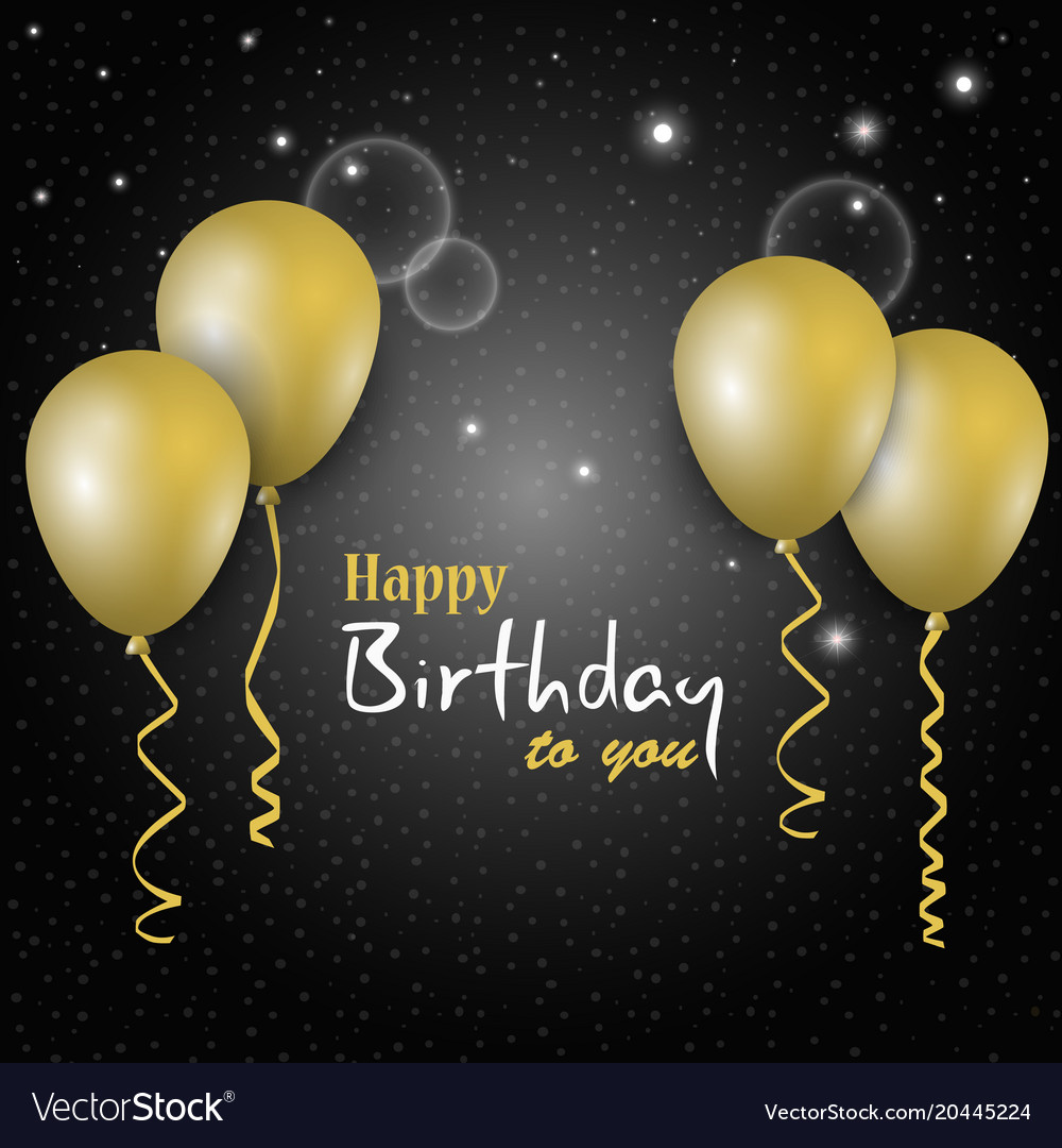 Birthday dark poster with golden balloons in the Vector Image