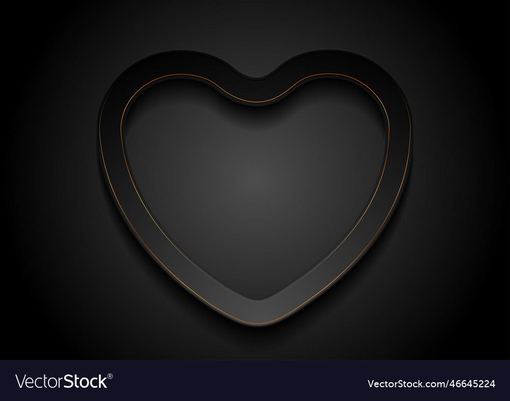 Black heart with golden outlines abstract Vector Image