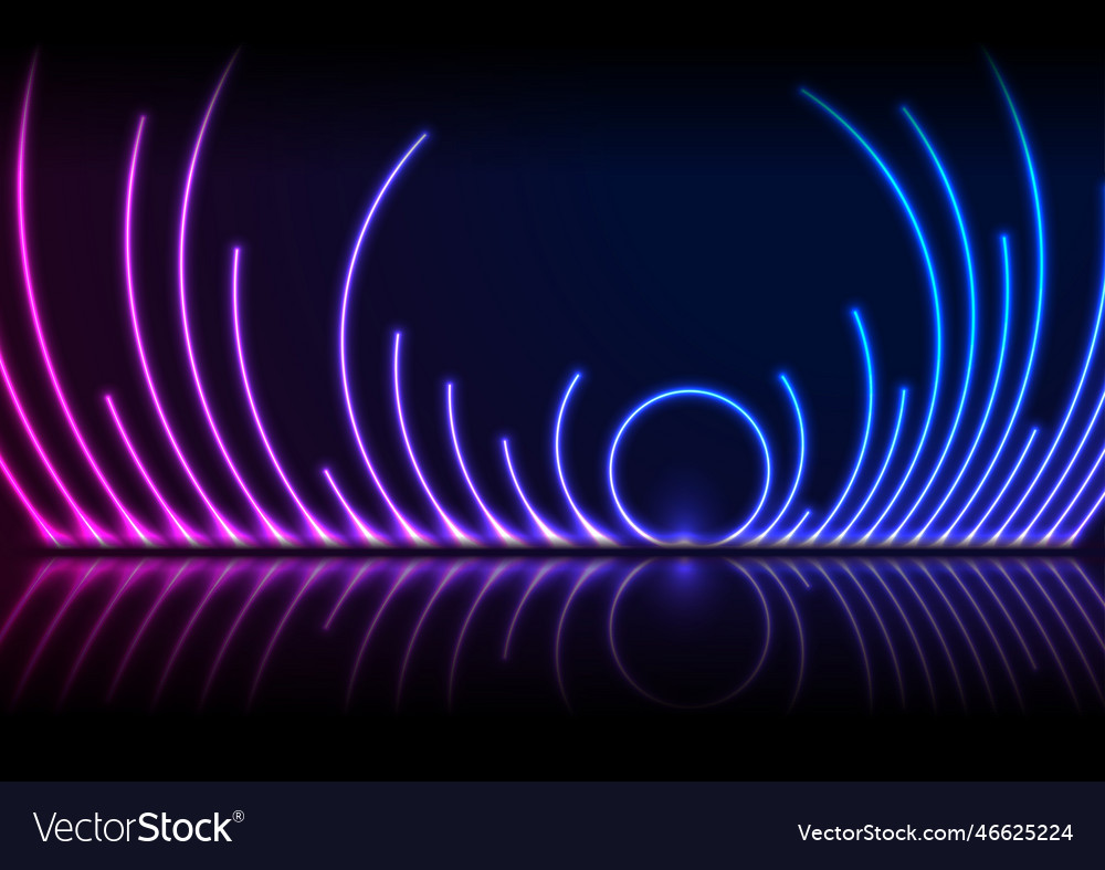 Blue ultraviolet neon laser circles technology vector image Blue ultraviolet neon laser circles technology