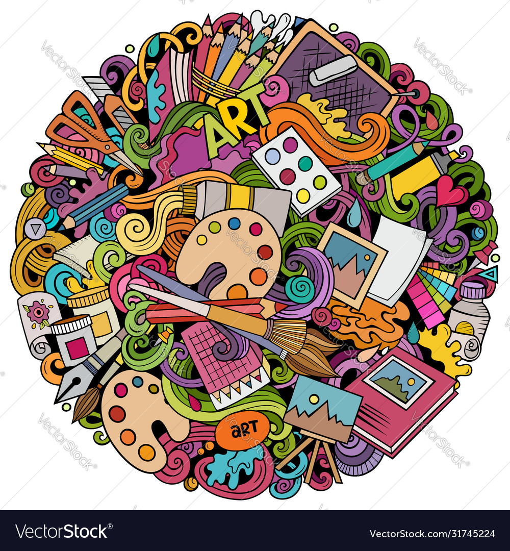 Cartoon doodles art and design Royalty Free Vector Image