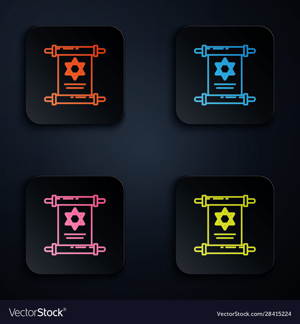 Color neon line torah scroll icon isolated