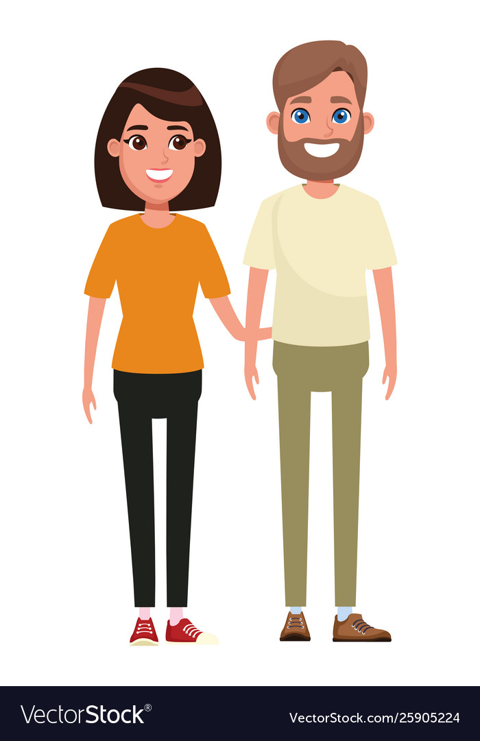 Couple avatar cartoon character portrait Vector Image