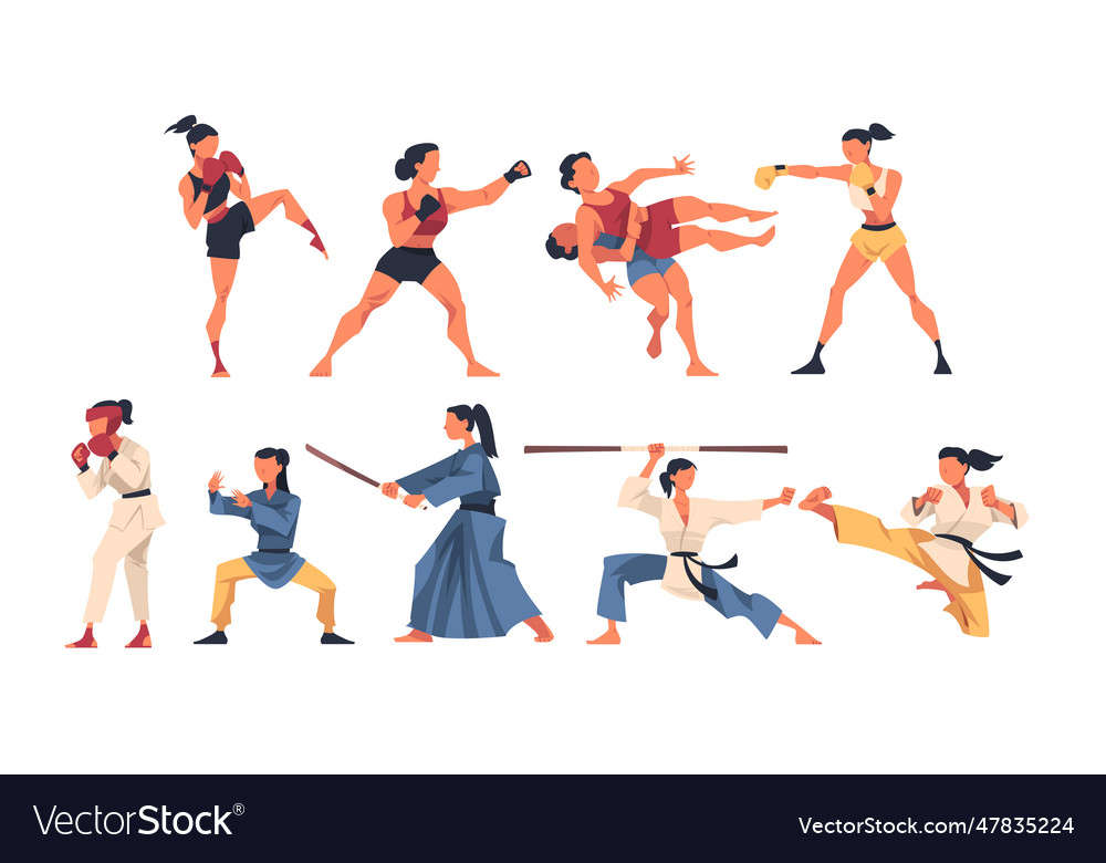 Different types of struggle with woman engaged Vector Image