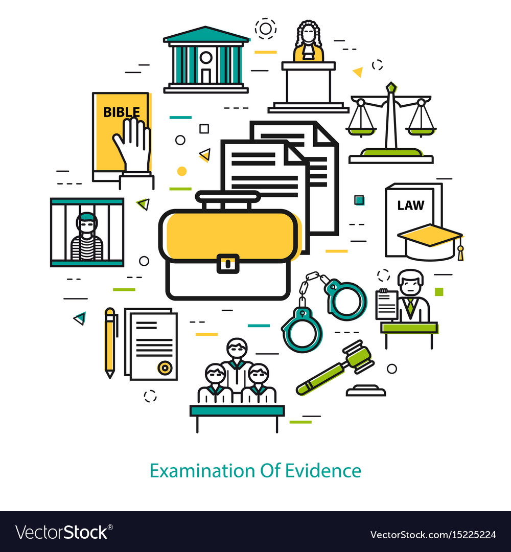 Examination of evidence linear concept Vector Image