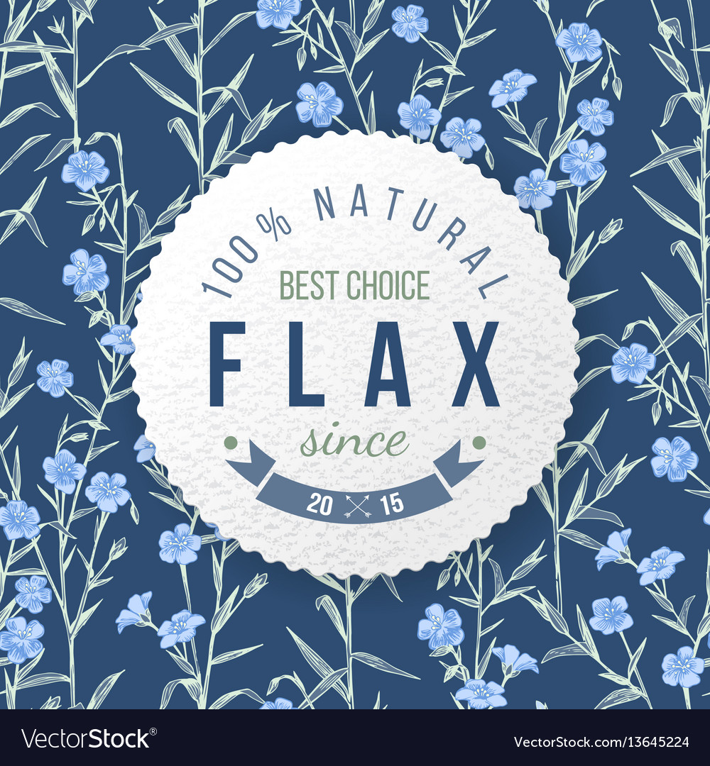 Flax round label with type design Royalty Free Vector Image