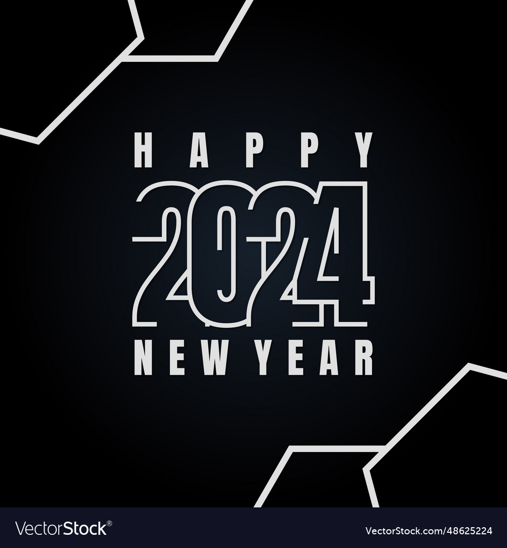 Happy new year 2024 style outline number design Vector Image