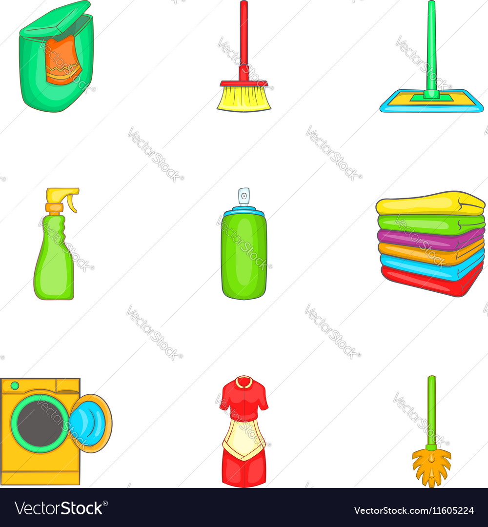 house cleaning icons set cartoon style royalty free vector house cleaning pictures cartoon