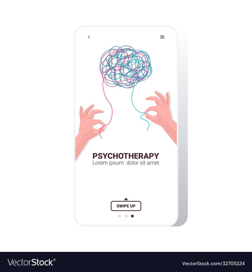 Human hands solving problem in tangled brain vector image Human hands solving problem in tangled brain