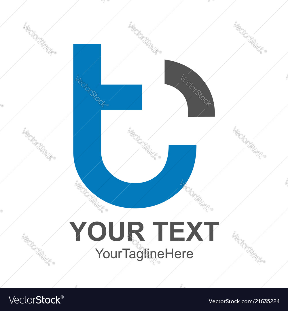 Initial Letter T Logo Template Colored Blue Black Vector Image