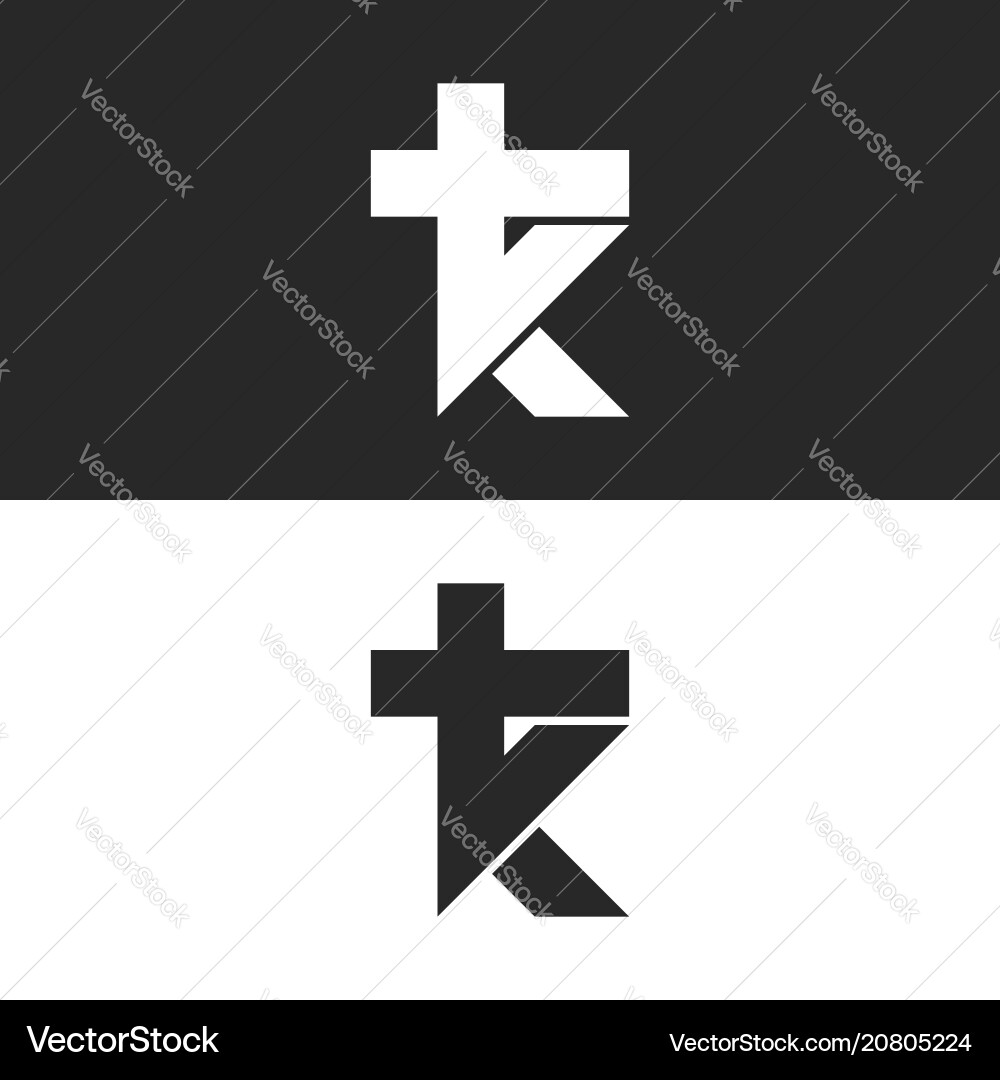 Initials tk logo simple mark kt monogram emblem Vector Image