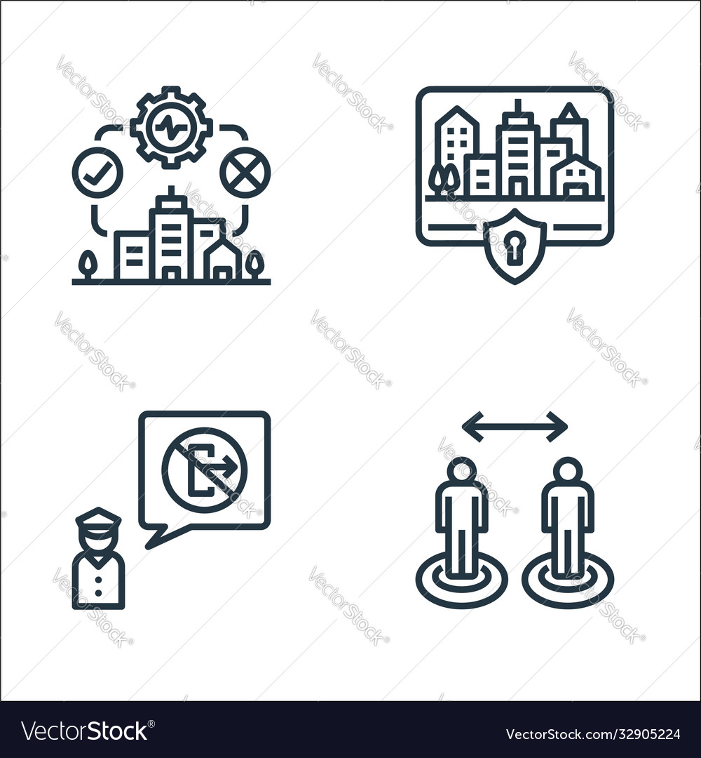 Lockdown line icons linear set quality vector image Lockdown line icons linear set quality