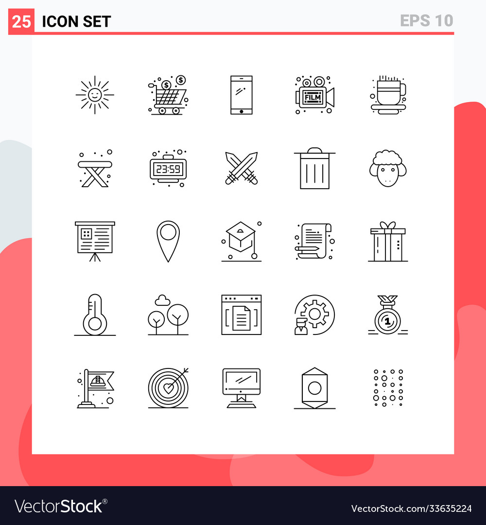 Mobile interface line set 25 pictograms