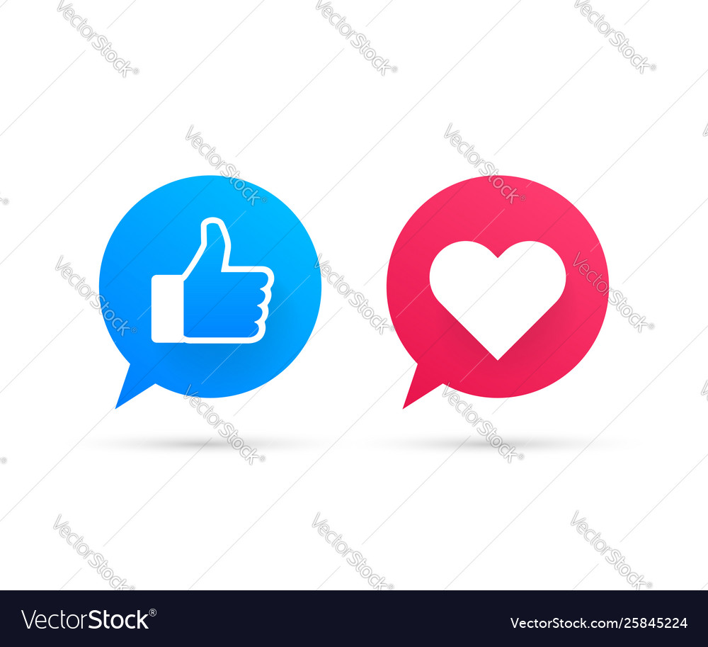 New like and love icons printed on paper social