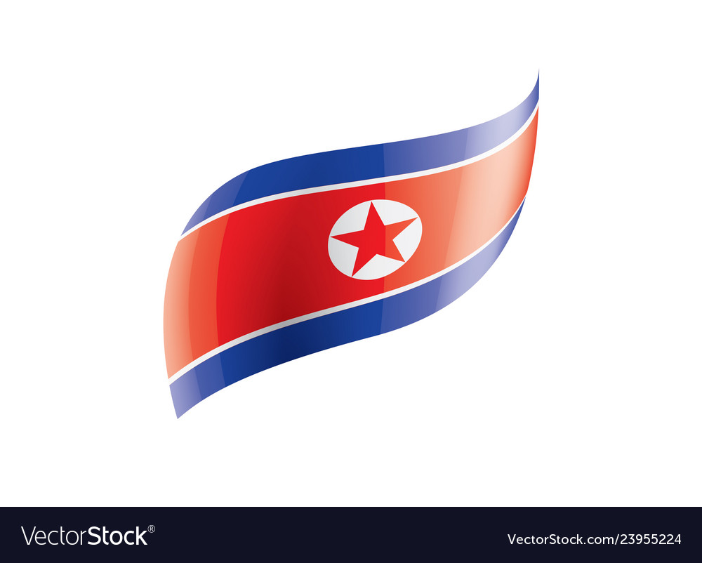 North korea flag on a white