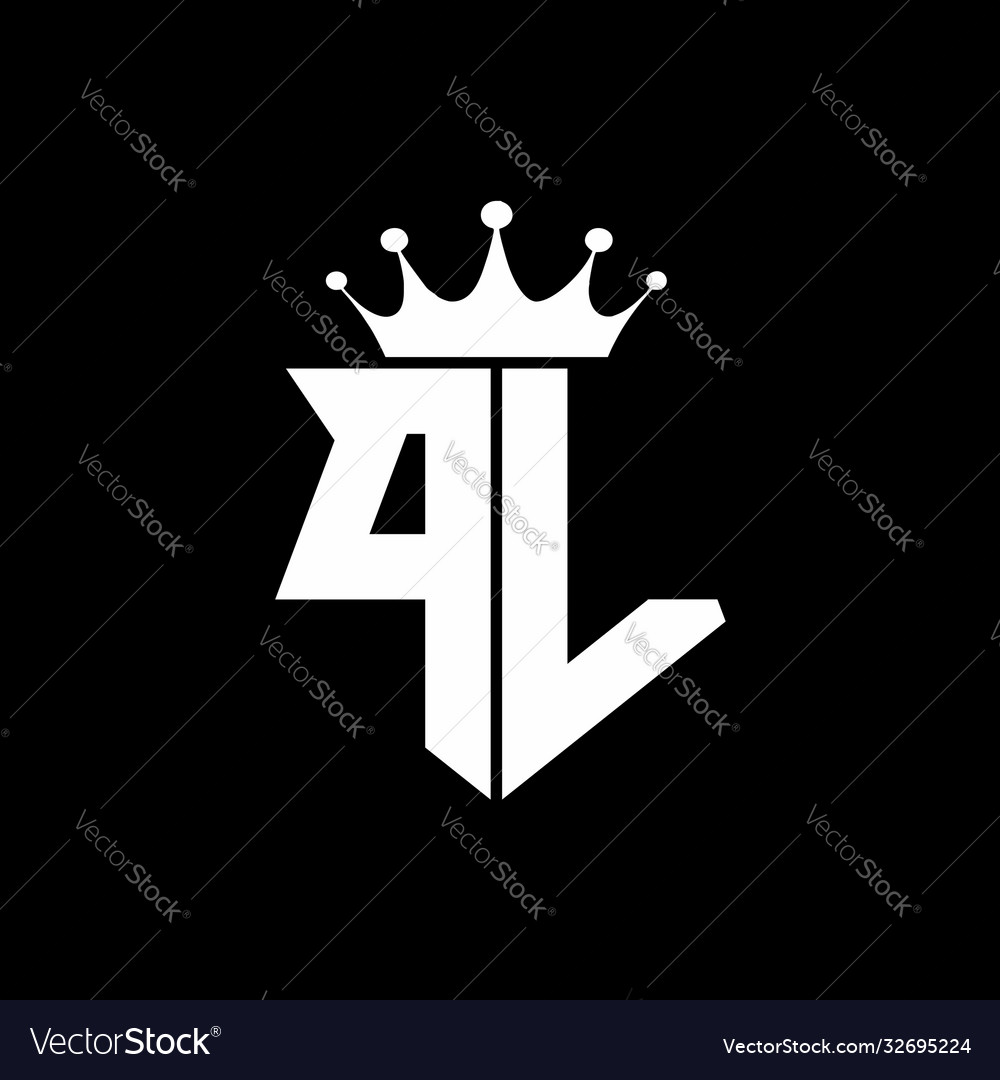 Pl Logo Monogram Shield Shape With Crown Design Vector Image