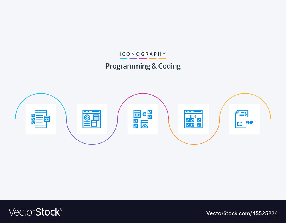 Programming and coding blue 5 icon pack including