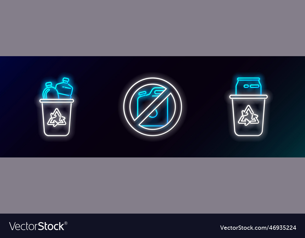 Set line recycle bin with symbol and can vector image Set line recycle bin with symbol and can