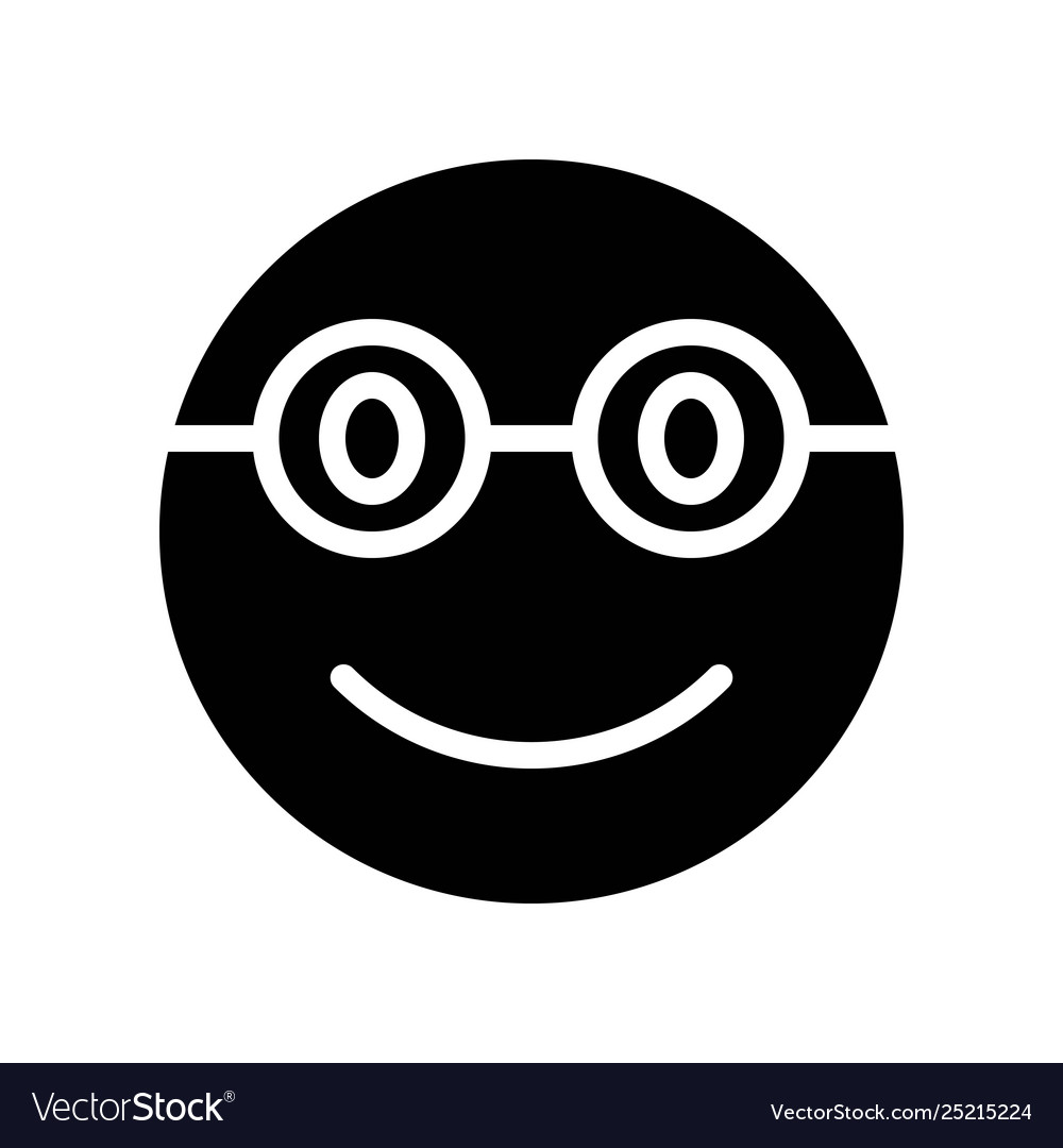 Smiling face with glasses isolated solid style
