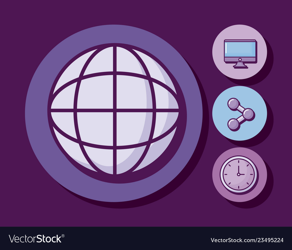 Sphere with monitor and set icons