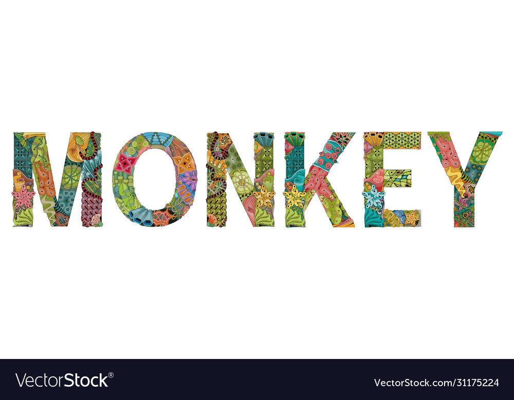 Word monkey entangle object vector image Word monkey entangle object