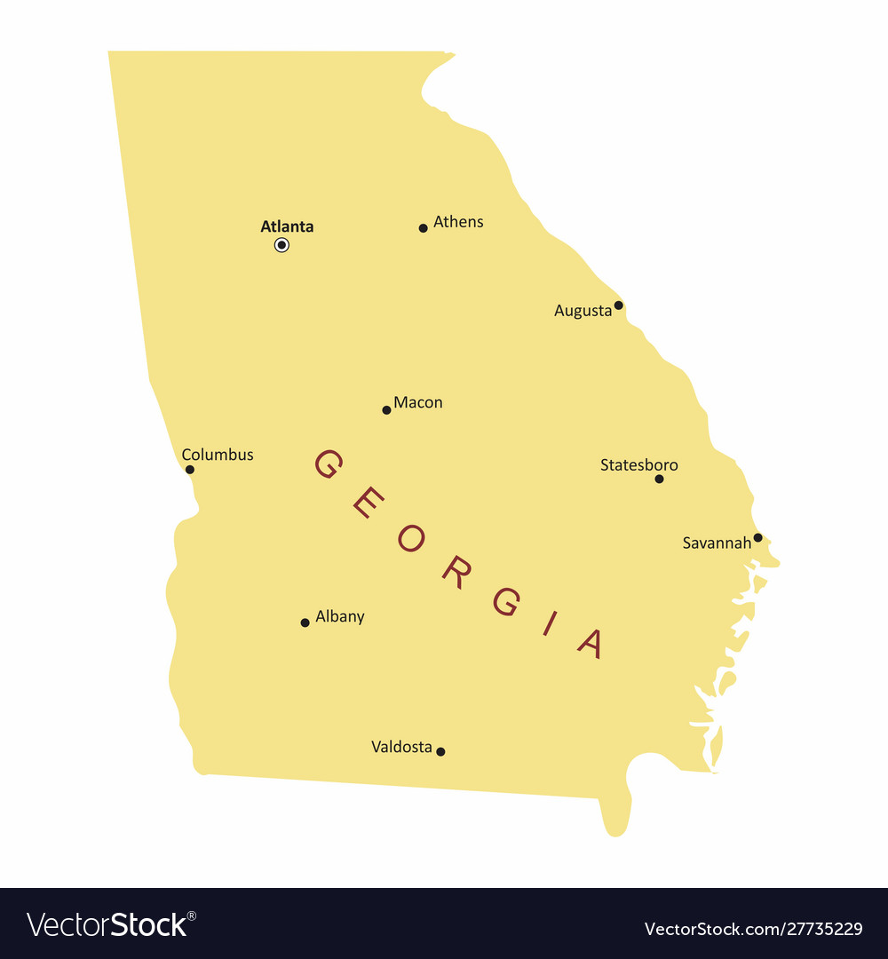 Georgia State Cities Map Royalty Free Vector Image