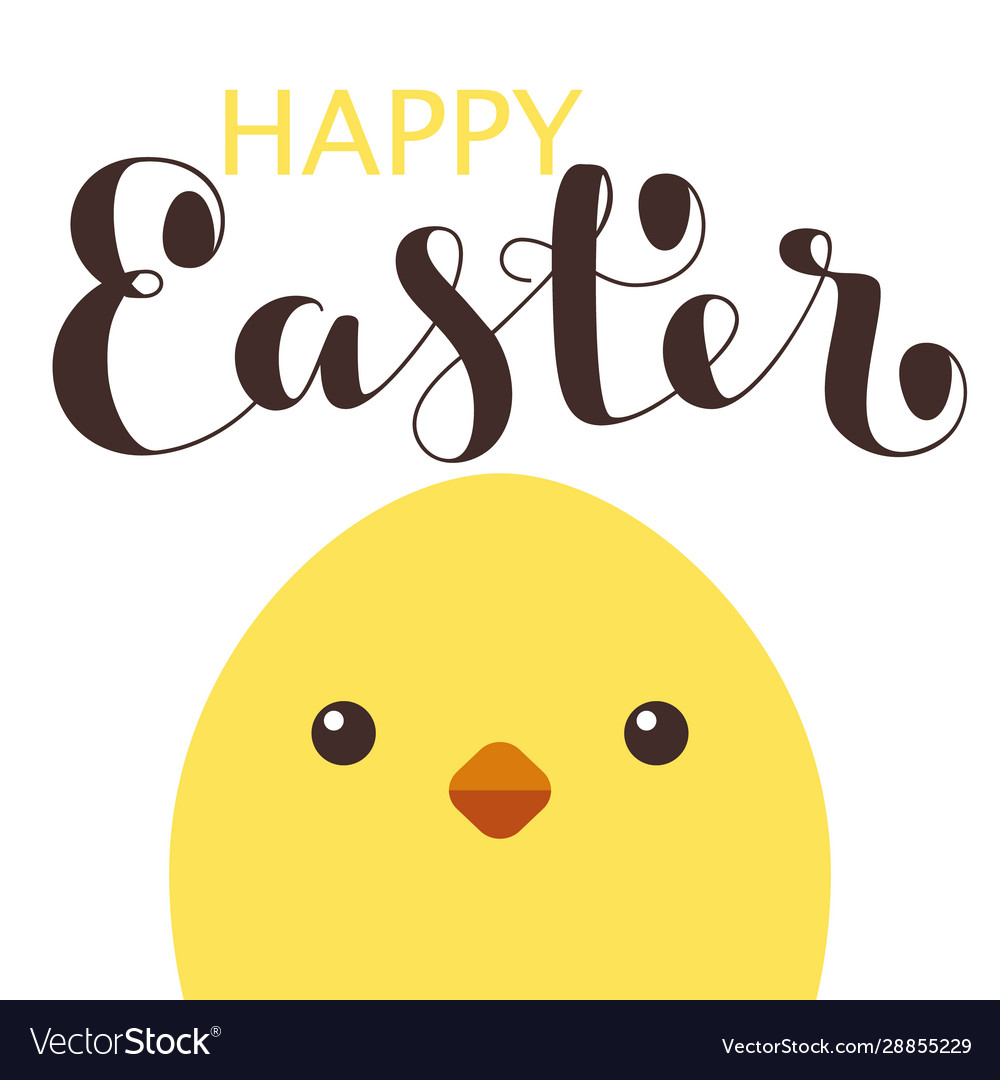 Happy easter card with bunny ears and lettering vector image Happy easter card with bunny ears and lettering