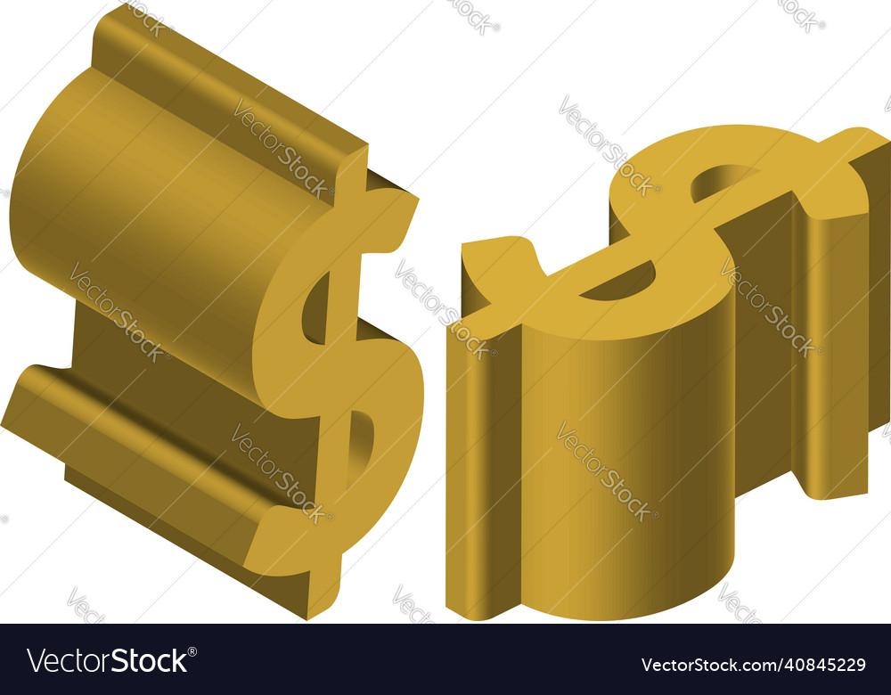 Isometric dollar symbol template for creating vector image Isometric dollar symbol template for creating