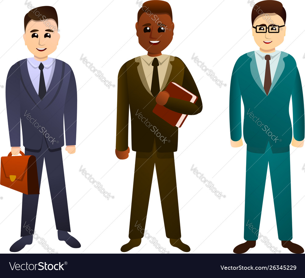 Lawyer icons set cartoon style Royalty Free Vector Image