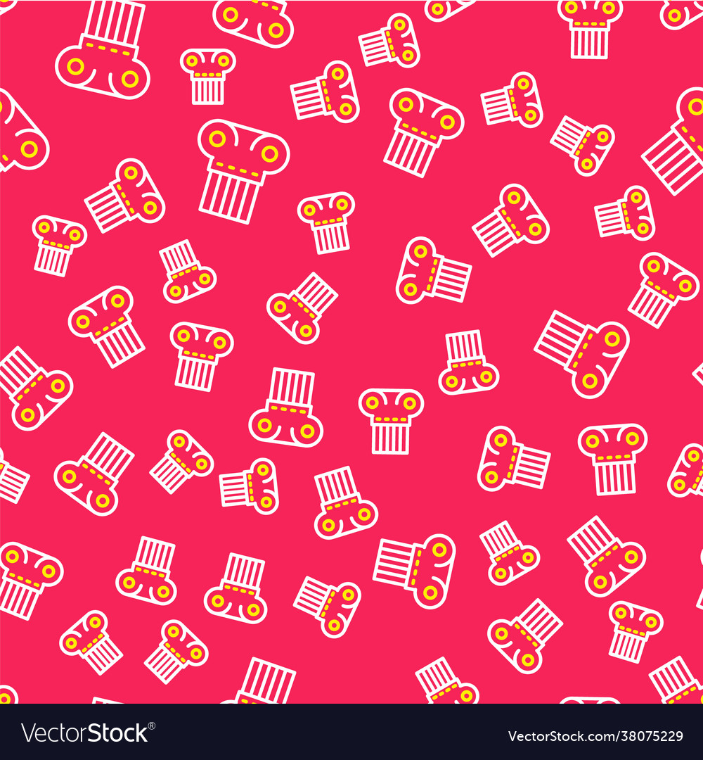 Line ancient column icon isolated seamless pattern vector image Line ancient column icon isolated seamless pattern