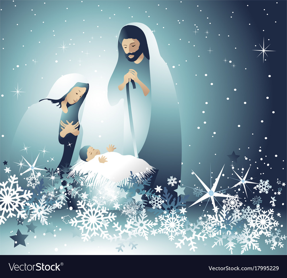 Nativity scene with holy family Royalty Free Vector Image