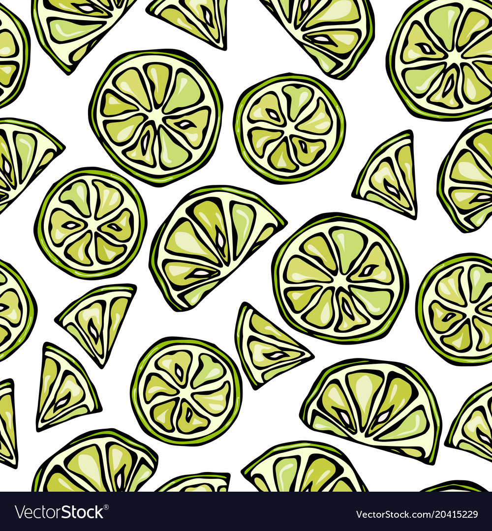 Seamless endless pattern of citrus lime hand