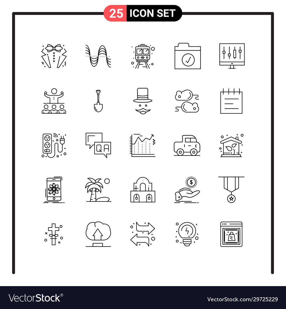 Set 25 line style icons for web and mobile vector image Set 25 line style icons for web and mobile