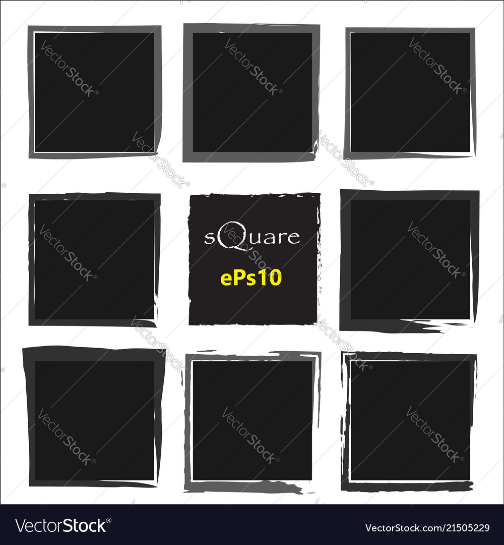 Set of empty scribble square frame design vector image Set of empty scribble square frame design