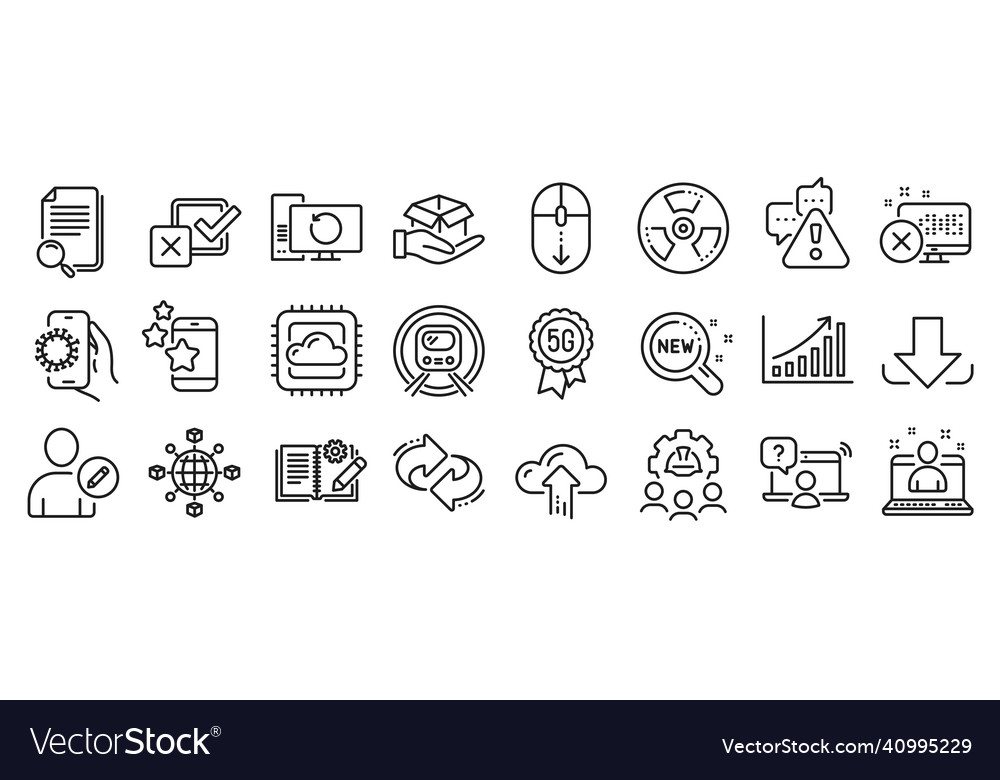 Set of technology icons such as cloud computing