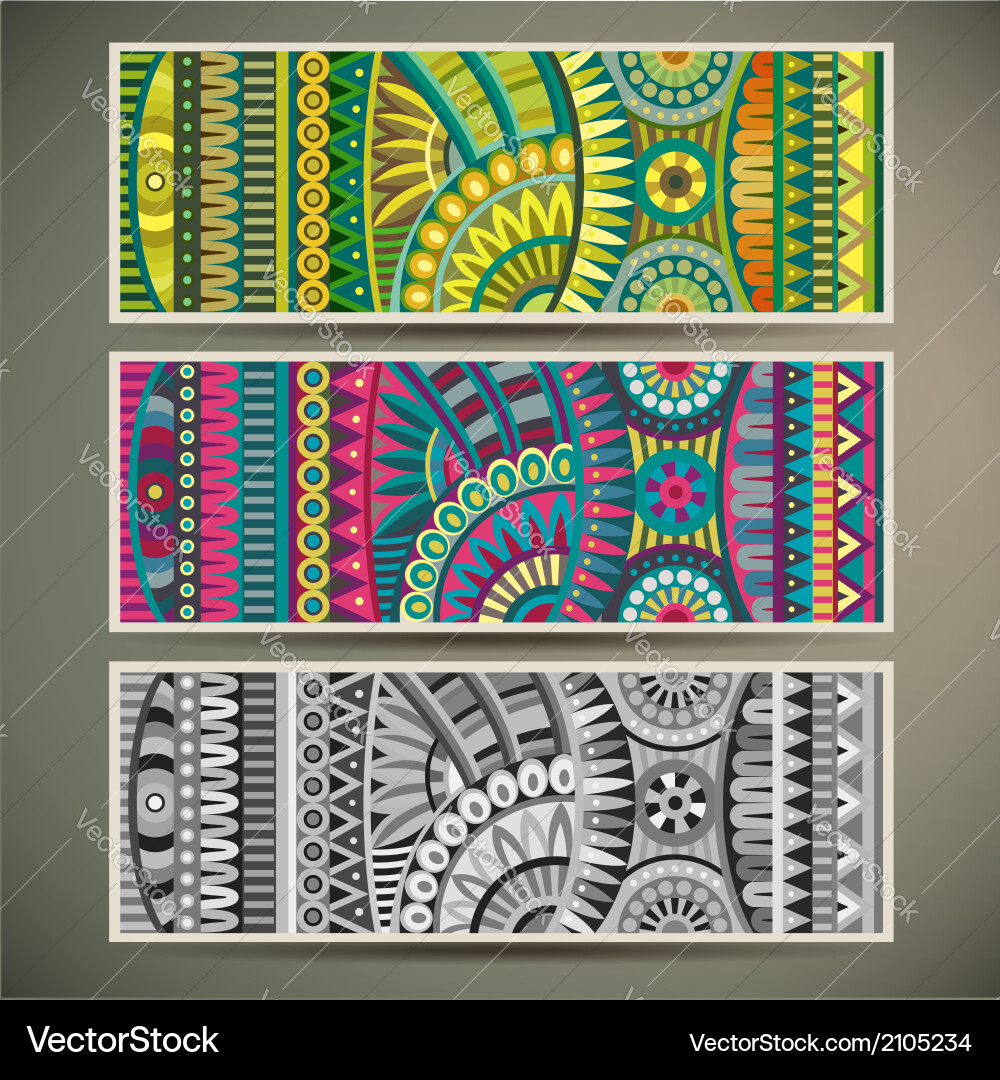 Abstract Tribal Ethnic Background Set Royalty Free Vector