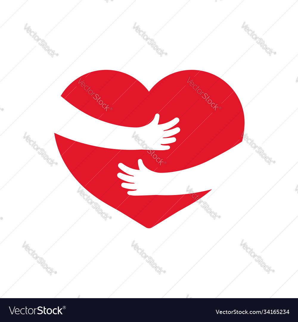 Embrace heart icon hug with heart with help Vector Image