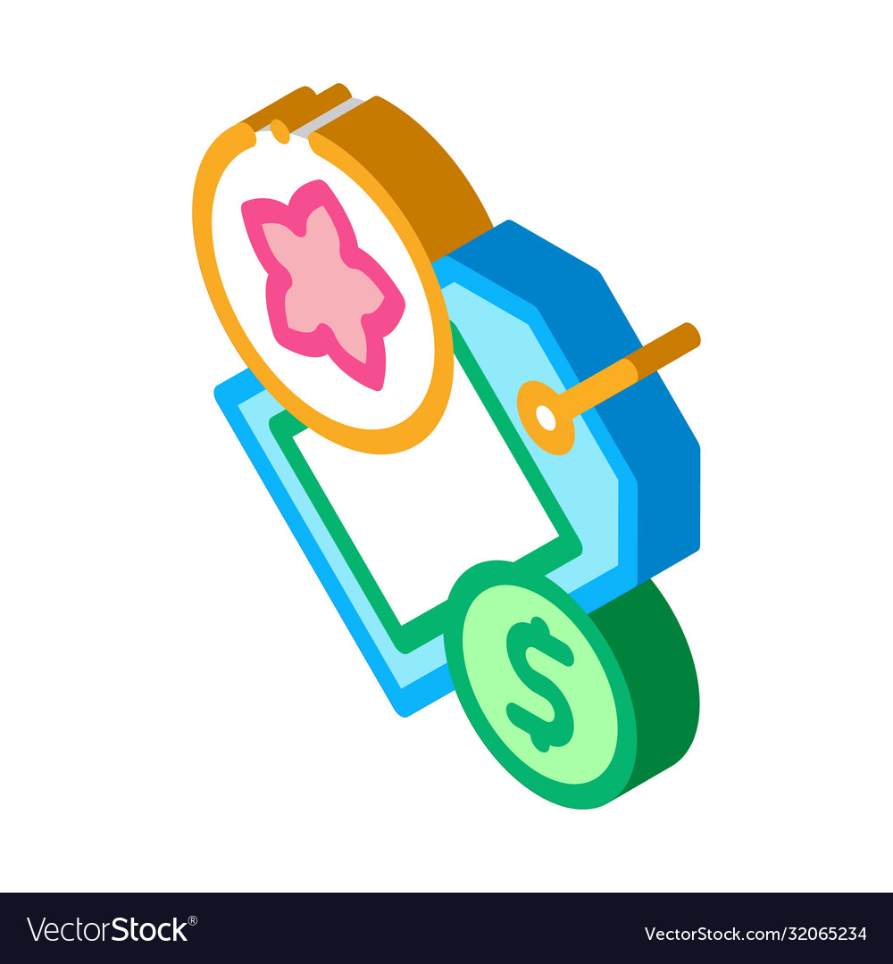 Flower shop price label isometric icon