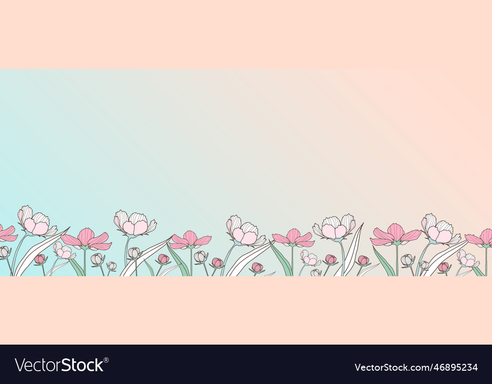 Gradient floral background with pink flowers