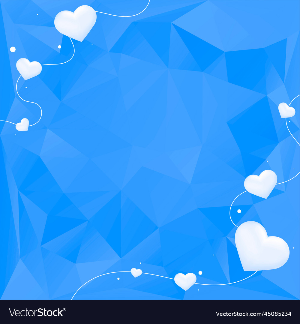 Heart string border blue prism pattern background