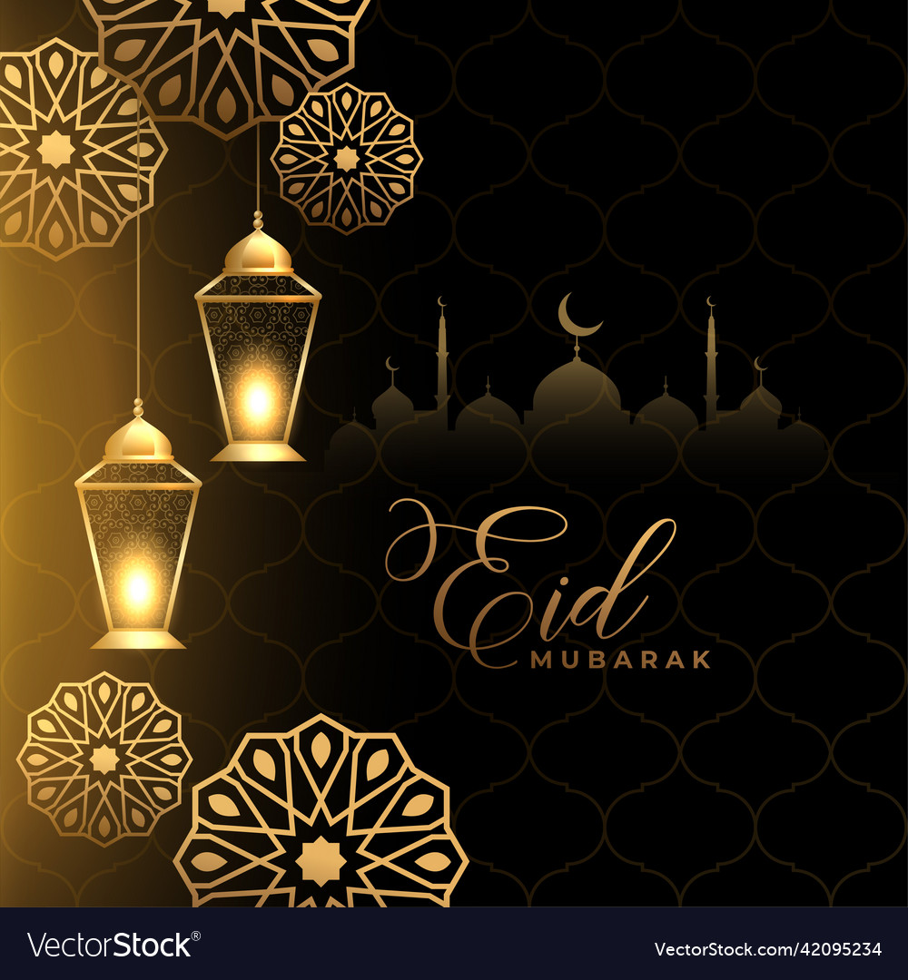 Islamic Decorative Eid Mubrak Social Media Wishes Vector Image