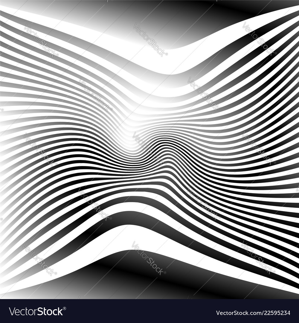 Lines with deformation effect abstract uncolored vector image Lines with deformation effect abstract uncolored