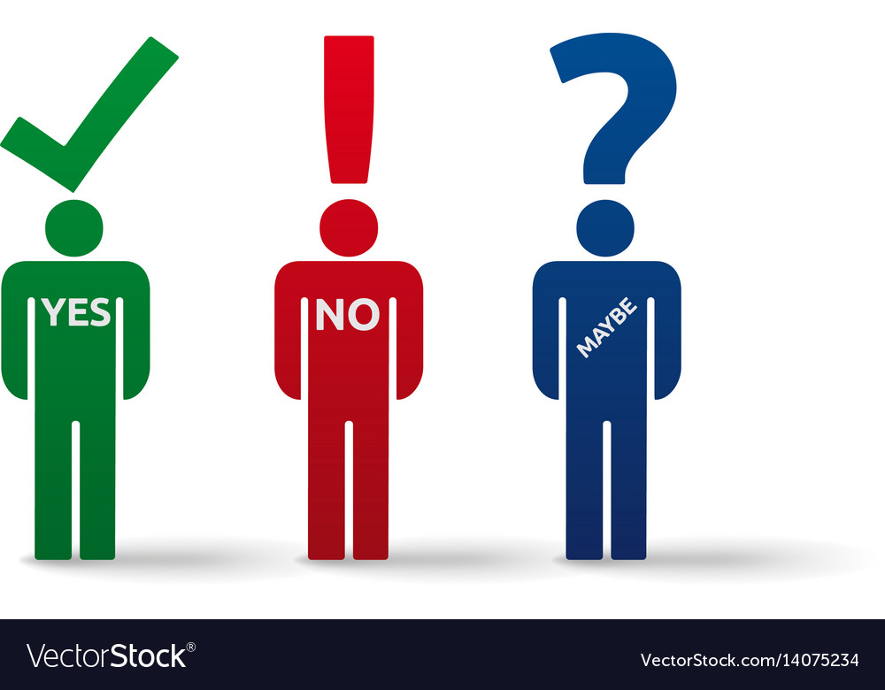 Man silhouette with yes no maybe think sign and Vector Image